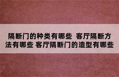 隔断门的种类有哪些  客厅隔断方法有哪些 客厅隔断门的造型有哪些